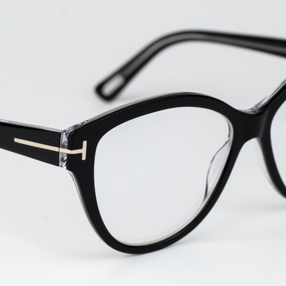 Tom Ford Woman Eyeglasses Black Crystal Blue Light Block Cat Eye FT5954-B 003 - Picture 6 of 11